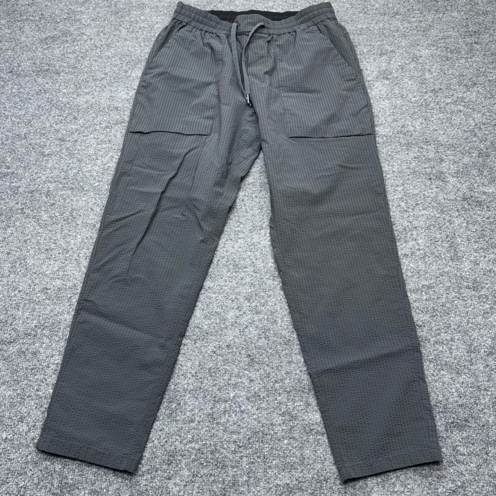 Lululemon Lab Mens Seersucker Jogger Pants Dark Gray Textured Tapered Size L - Picture 2 of 10